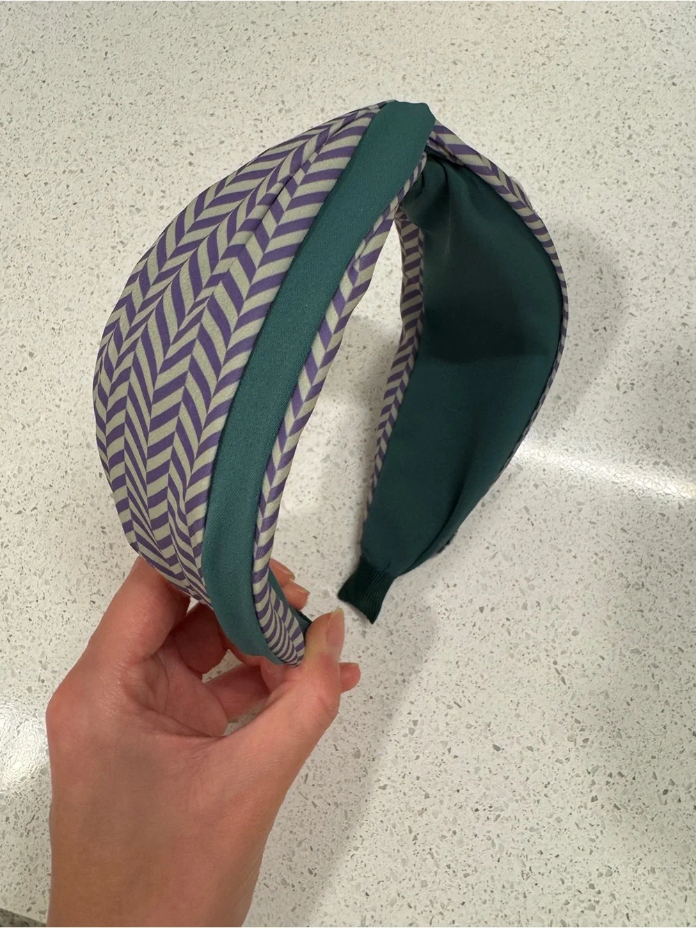 Embroidered Cat Headband in Teal and Purple